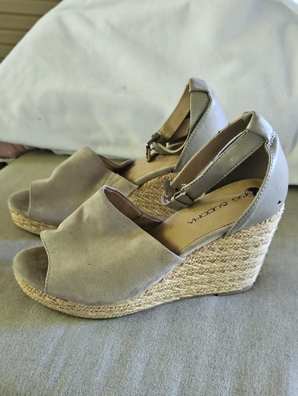 Big Buddha Taupe Espadrille Wedge Sandals with Ankle Strap 11